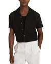 Reiss Sterling Short Sleeve Crochet Cuban Shirt In Black