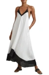 Reiss Stevie Colorblock Linen Cross Back Midi Dress In White