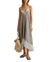 Reiss Ivory/taupe Stevie Linen Colourblock Cross-back Midi Dress