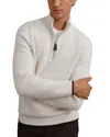 Reiss Stockdale Half Zip Textured Sweater In White