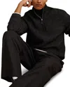 Reiss Stockdale Long Sleeved Half Zip Brushed Ribbed Sweater In Black