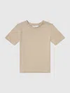 Reiss Stone 13-14 Yrs Cotton Crew Neck T-shirt In Nude