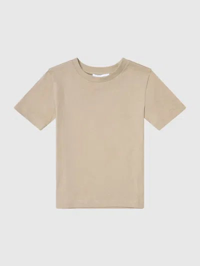 Reiss Stone 13-14 Yrs Cotton Crew Neck T-shirt In Nude