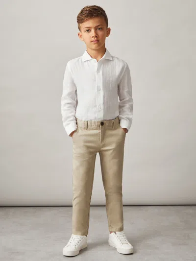 Reiss Kids' Stone 3-9 Yrs Slim Fit Casual Chinos In White