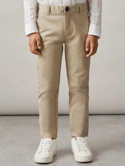 Reiss Kids' Stone 9-14 Yrs Slim Fit Casual Chinos In Brown