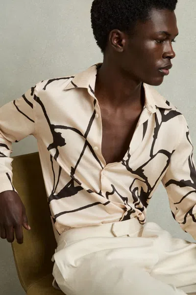Reiss Stone Abstract Painted Print Shirt
