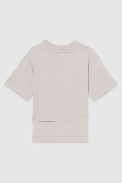 Reiss Stone 13-14 Yrs Stretch-cotton Oversized High-low T-shirt