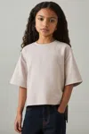 Reiss Stone 9-13 Yrs Stretch-cotton Oversized High-low T-shirt In Stone