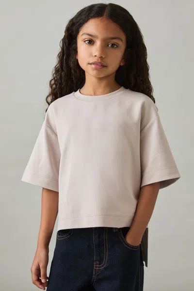 Reiss Stone 9-13 Yrs Stretch-cotton Oversized High-low T-shirt