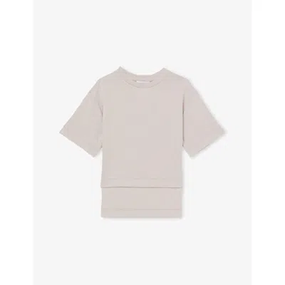 Reiss Kids' Stone Anabelle Relaxed-fit Short-sleeve Stretch-cotton T-shirt 4