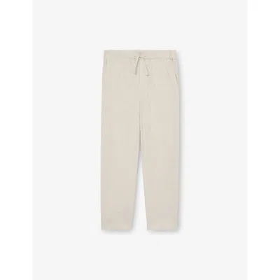 Reiss Kids' Stone Andros Straight-leg Linen-blend Trousers 9 In Neutral