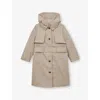 Reiss Stone Astrid Detachable-hood Cotton Blend Trench Coat 3 In Brown