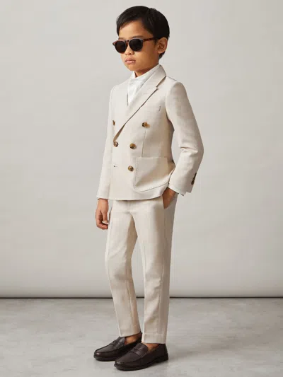 Reiss Stone Belmont 3-9 Yrs Slim-fit Trousers With Wool