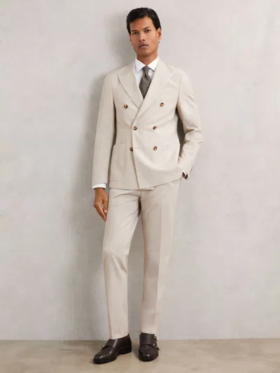 Reiss Stone Belmont Slim-fit Textured Suit Trousers With Wool In Gray