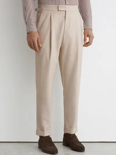 Reiss Stone Belmont Tapered-fit Side-adjuster Suit Trousers With Wool In Neutral