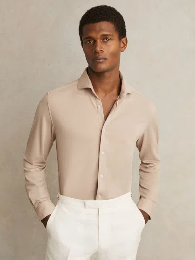 Reiss Stone Bobby Modal Blend Cutaway Collar Shirt In Gray