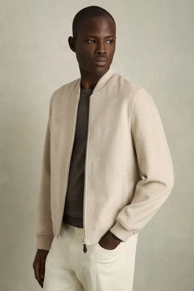 Reiss Stone Brushed Wool-blend Bomber Jacket