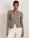 Reiss Stone Button Front Knit Cardigan In Gray