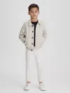 Reiss Stone Cadiz 9-13 Yrs Linen Elasticated Trim Bomber Jacket