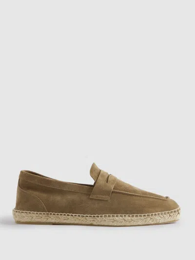 Reiss Stone Cannes Suede Espadrilles In Sand