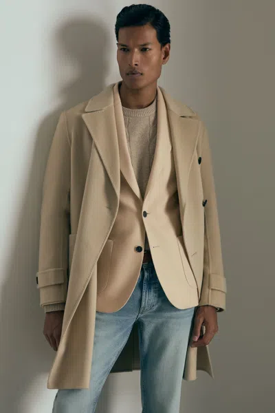 Reiss Stone Charley Atelier Single-breasted Blazer In Wool-blend Twill