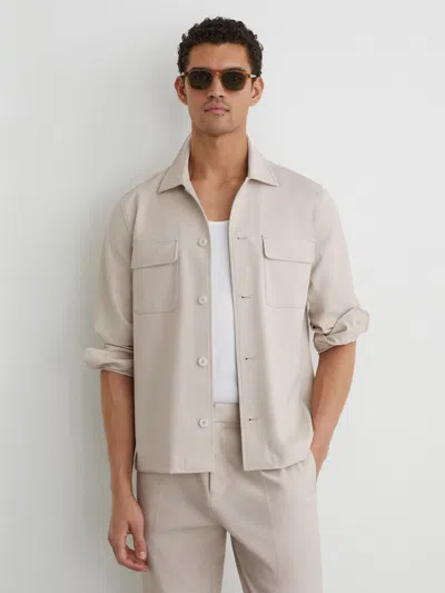 Reiss Stone Cleric Technical Regular-fit Overshirt In White