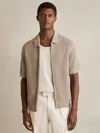 Reiss Stone Comet Textured-knit Zip-through Shirt In Gray