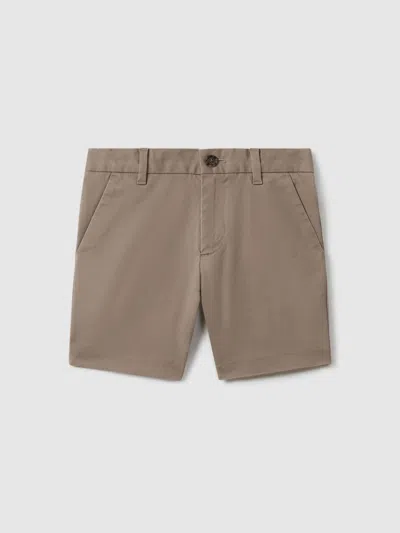 Reiss Stone Cotton Chino Shorts With Stretch In Gray