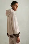 Reiss Stone Drawstring Jersey Hoodie In Stone