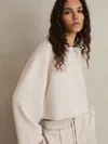 Reiss Stone Interlock Cropped Sweatshirt In White