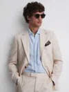 Reiss Stone Kin Slim Fit Single Breasted Linen Blazer