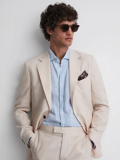 Reiss Stone Kin Slim Fit Single Breasted Linen Blazer