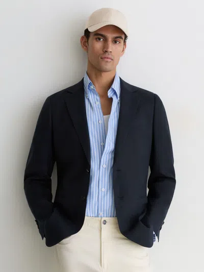 Reiss Stone Linen Baseball Cap In Neutral