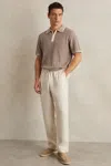 Reiss Stone Linen Drawstring Relaxed-fit Trousers