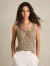 Reiss Womens Stone Claudia Open-knit Linen Vest In Gray