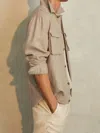 Reiss Stone Linen Overshirt In Gray