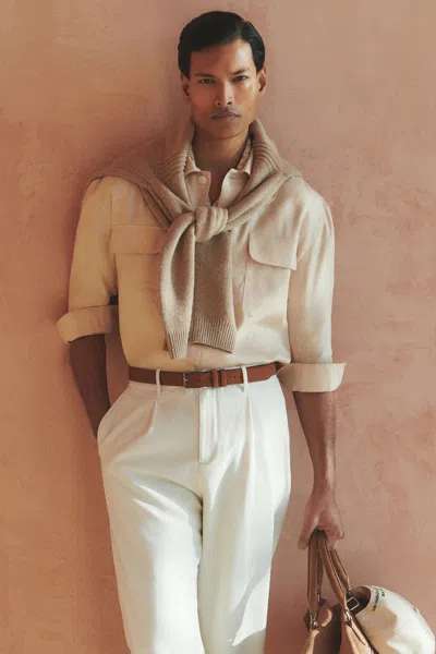 REISS STONE LINEN TWIN POCKET OVERSHIRT