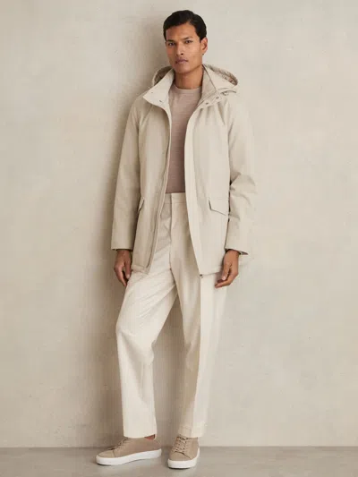 Reiss Stone Lucan Hooded Zip-through Padded Jacket In White