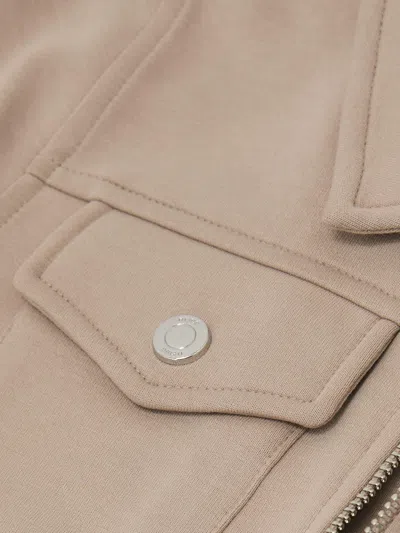 Reiss Stone Medina 9-13 Yrs Premium Interlock Zip-through Overshirt In Neutral