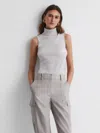 Reiss Stone Merino Wool Sleeveless Roll Neck Top In Gray