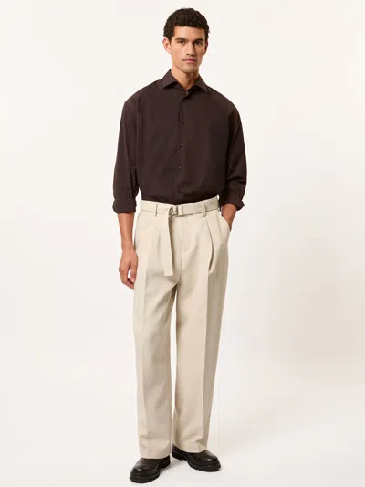 Reiss Stone Monogram Relaxed-fit Belted Trousers In Animal Print
