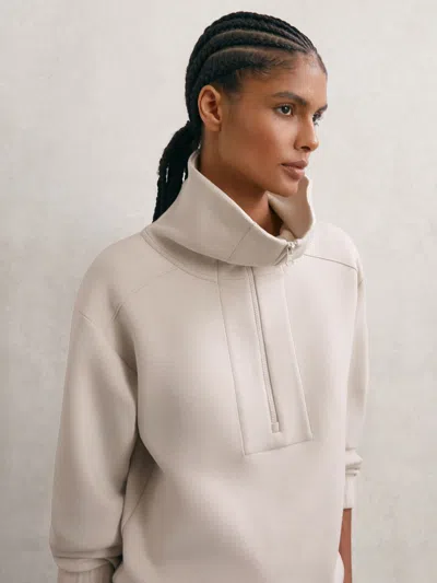 Reiss Stone Neutral Premium Interlock Half-zip Sweatshirt