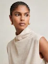 Reiss Stone Neutral Wool Slouched Sleeveless Top In Gray