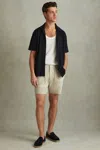 Reiss Stone Textured Drawstring Shorts In Stone