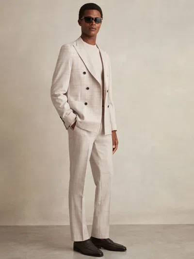 Reiss Stone Oe Check Regular-fit Suit Trousers