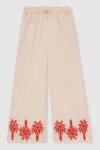 Reiss Stone Palm Embroidery Trousers In Stone