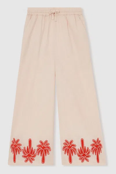 Reiss Stone Palm Embroidery Trousers