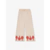 Reiss Stone 9-13 Yrs Cotton-linen Palm Embroidery Trousers