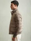 Reiss Stone Patch-pocket Quilted-alcantara Jacket