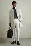 Reiss Stone Layered-effect Quilted-sheel Longline Jacket